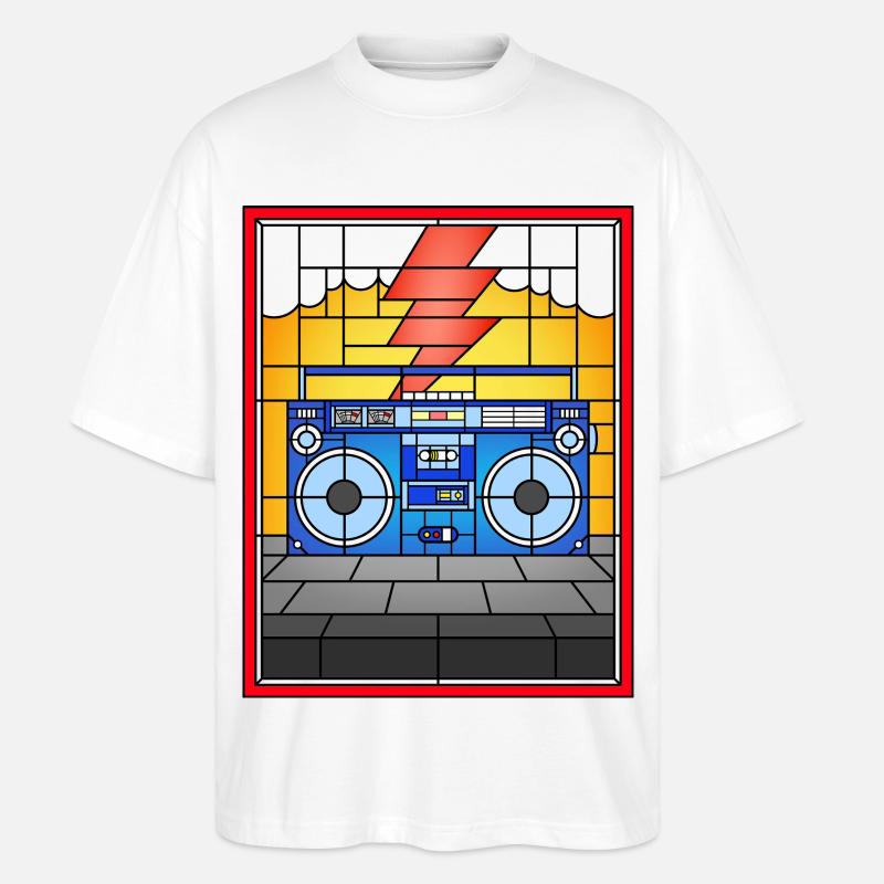 Buntglas-Boombox-Illustration - Stanley/Stella Oversized Unisex Bio T-Shirt Blaster 2.0 - Weiß