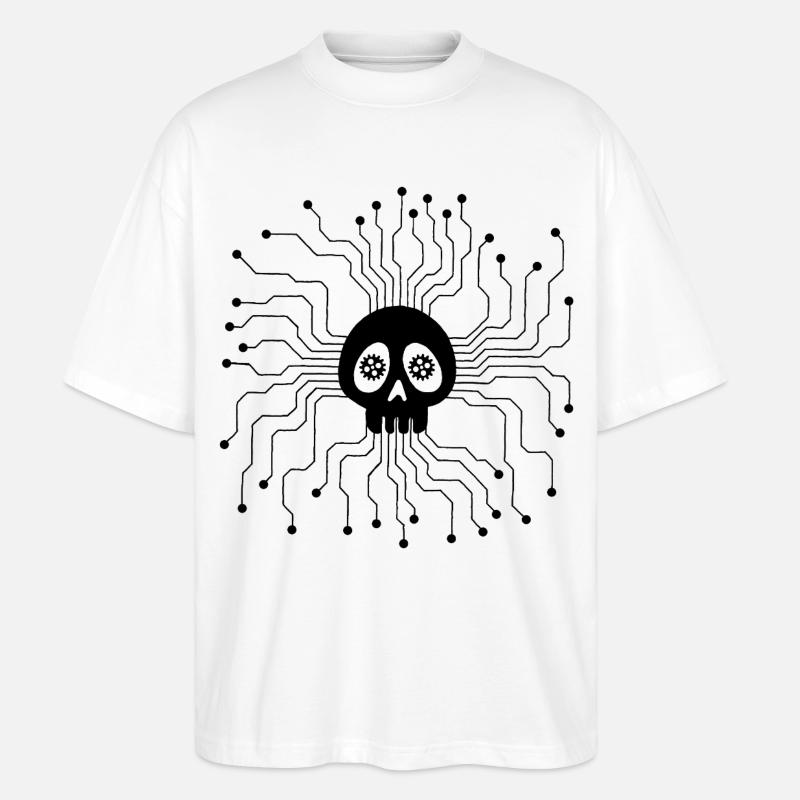 Microprocessor Skull (Black) - Stanley/Stella Oversized Unisex Organic T-shirt Blaster 2.0 - white
