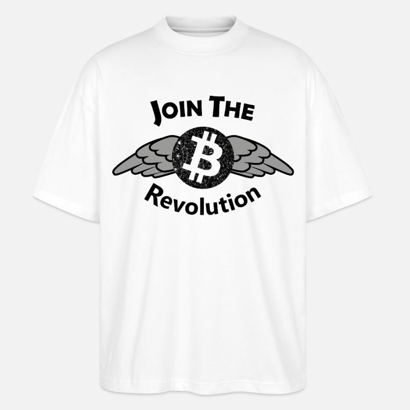 Motif de l’aile Bitcoin - T-shirt bio Blaster 2.0 coupe oversize Stanley/Stella Unisexe - blanc