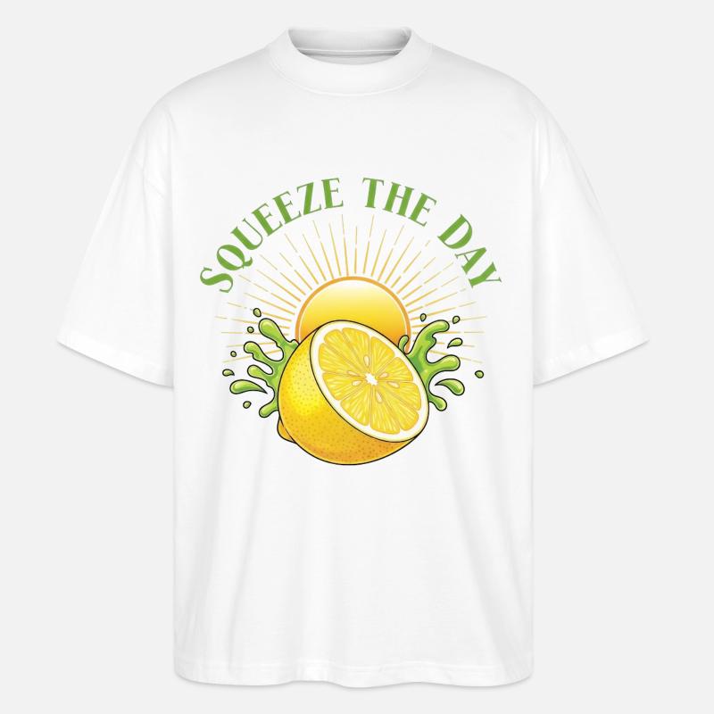 Squeeze the Day Zitronen-Splash - Stanley/Stella Oversized Unisex Bio T-Shirt Blaster 2.0 - Weiß