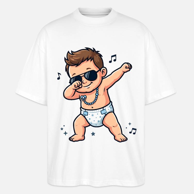 Bébé mignon – garçon brun - T-shirt bio Blaster 2.0 coupe oversize Stanley/Stella Unisexe - blanc