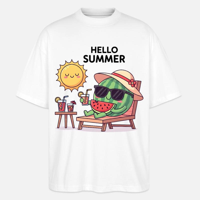 Hello Summer  - Stanley/Stella Oversized Unisex Bio T-Shirt Blaster 2.0 - Weiß