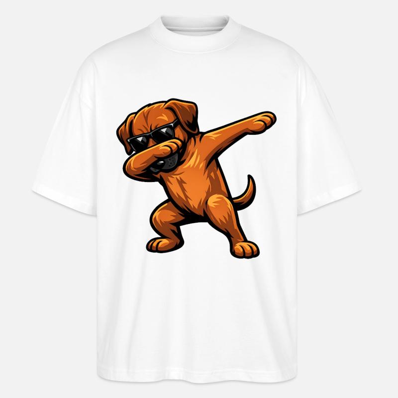 Dabbing Rhodesian Ridgeback - Stanley/Stella Oversized Unisex Bio T-Shirt Blaster 2.0 - Weiß