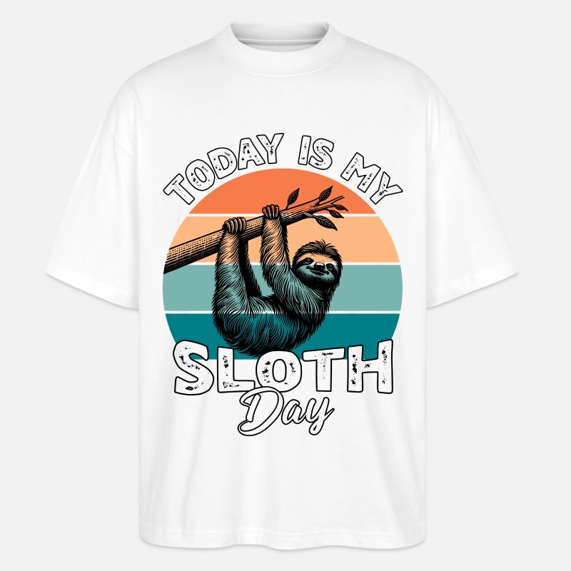 Faultier Sloth - Stanley/Stella Oversized Unisex Bio T-Shirt Blaster 2.0 - Weiß