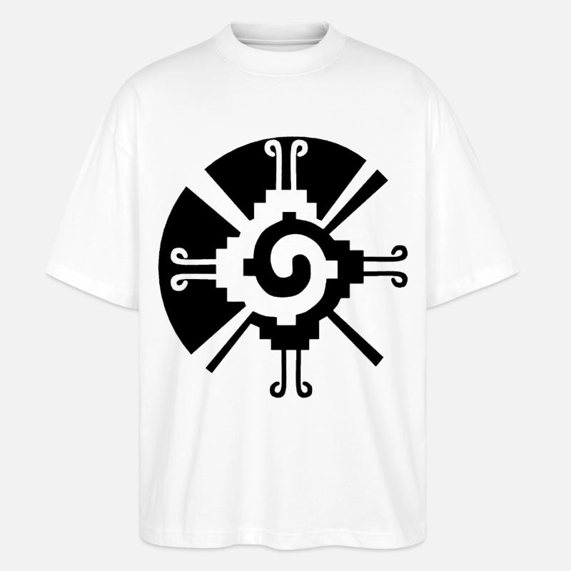 Solar Geometric Pattern (Black) - Stanley/Stella Oversized Unisex Organic T-shirt Blaster 2.0 - white