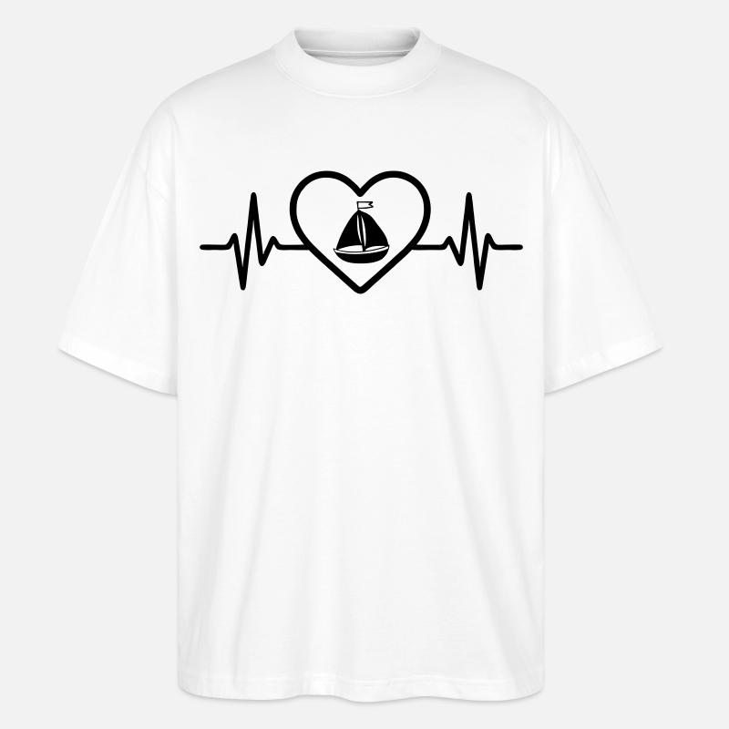 Segelboot Boot Herz Meer - Stanley/Stella Oversized Unisex Bio T-Shirt Blaster 2.0 - Weiß