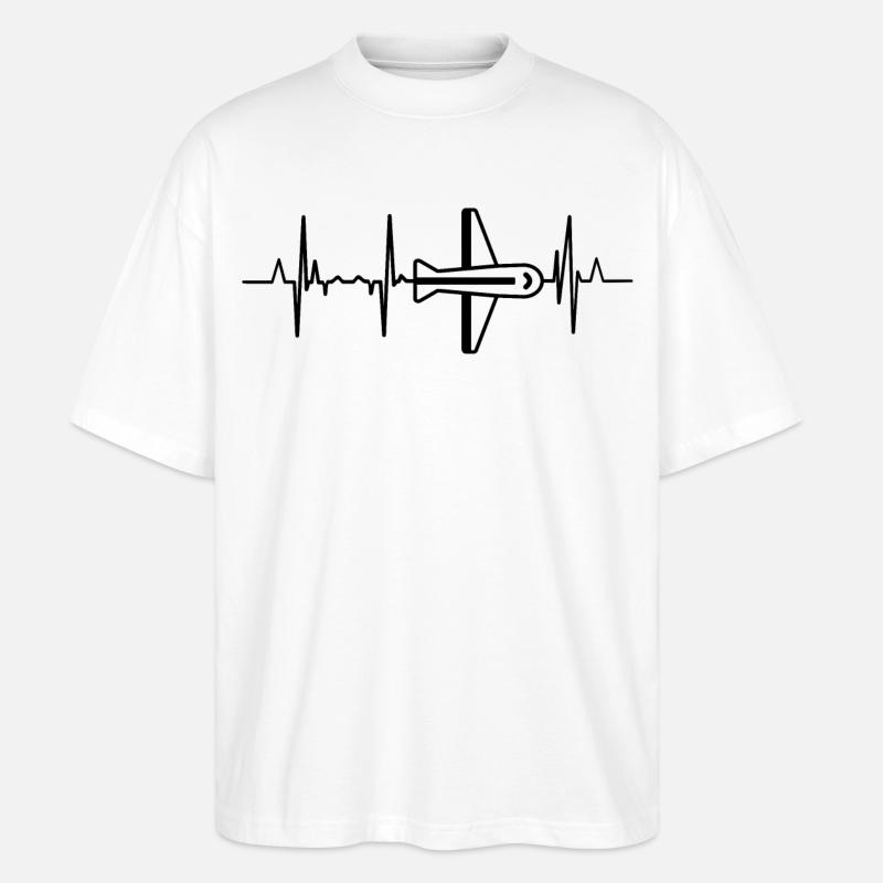 Luftfahrt Herzklopfen - Stanley/Stella Oversized Unisex Bio T-Shirt Blaster 2.0 - Weiß