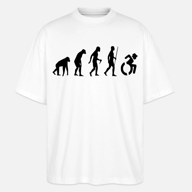 Evolution Rollstuhl. Die Rollstuhl-Evolution * - Stanley/Stella Oversized Unisex Bio T-Shirt Blaster 2.0 - Weiß