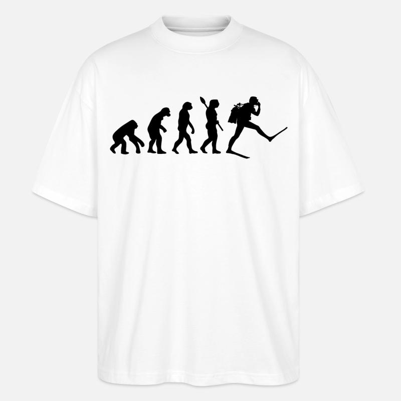 Plongeur Funny Human Evolution - T-shirt bio Blaster 2.0 coupe oversize Stanley/Stella Unisexe - blanc