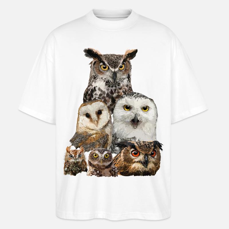 Eulen - Stanley/Stella Oversized Unisex Bio T-Shirt Blaster 2.0 - Weiß