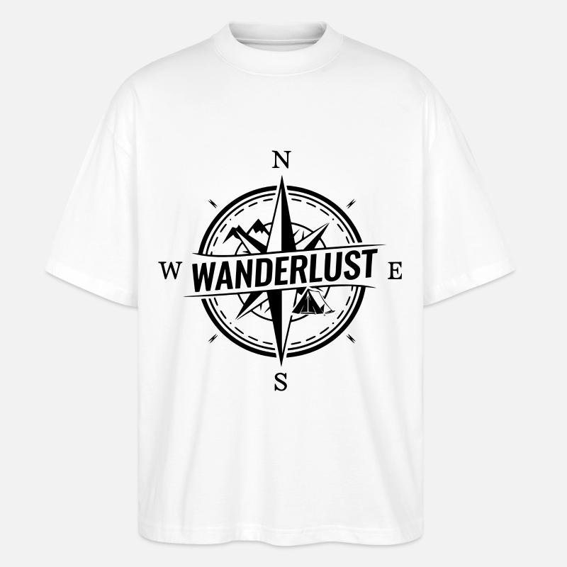 Wanderlust Kompass - Stanley/Stella Oversized Unisex Bio T-Shirt Blaster 2.0 - Weiß