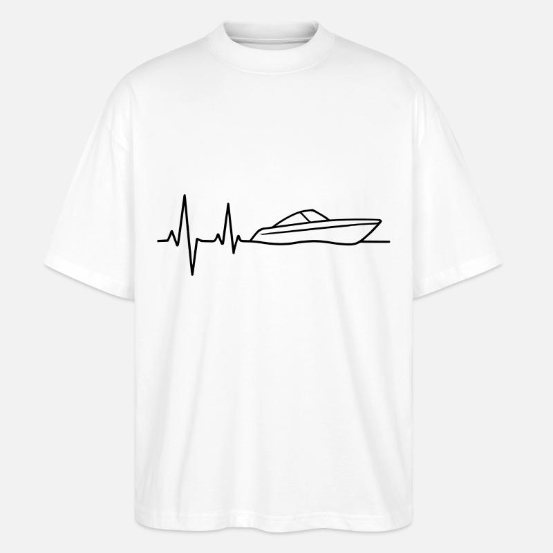 Boot Herzschlag – Motorboot Leben - Stanley/Stella Oversized Unisex Bio T-Shirt Blaster 2.0 - Weiß