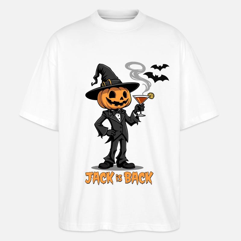 Jack is Back - Citrouille d’Halloween - T-shirt bio Blaster 2.0 coupe oversize Stanley/Stella Unisexe - blanc
