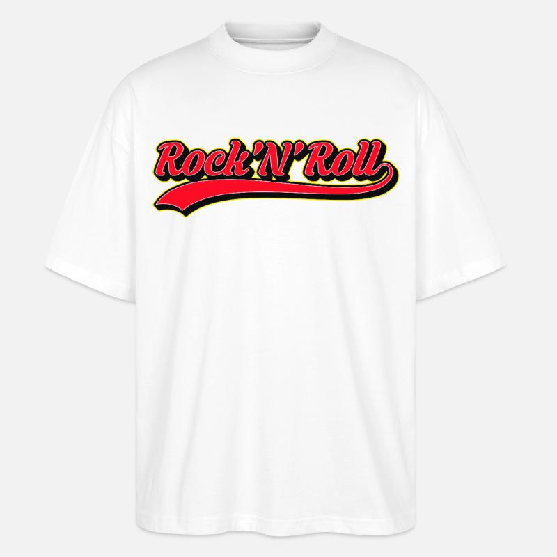 Rock 'N' Roll Retro Script Logo - Stanley/Stella Oversized Unisex Bio T-Shirt Blaster 2.0 - Weiß