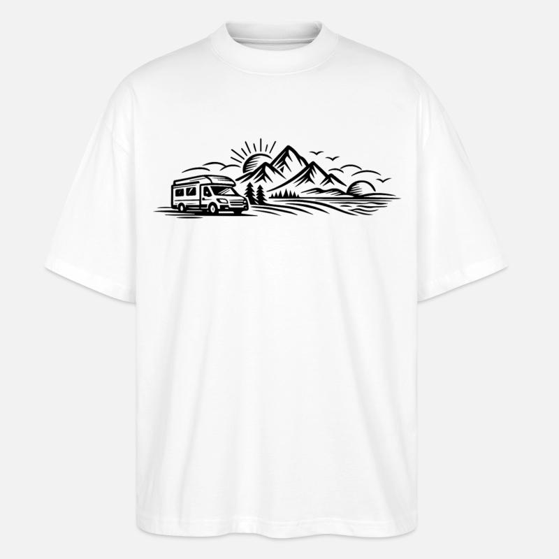 Campingauto Landschaft - Stanley/Stella Oversized Unisex Bio T-Shirt Blaster 2.0 - Weiß