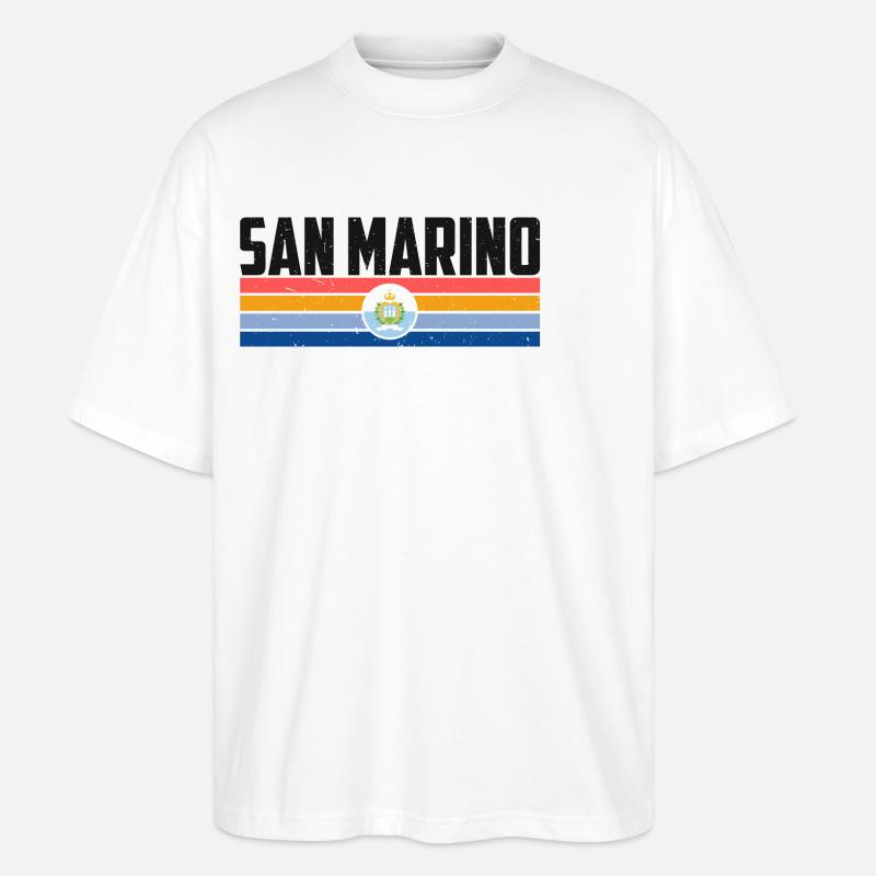 Graphique du drapeau de Saint-Marin - T-shirt bio Blaster 2.0 coupe oversize Stanley/Stella Unisexe - blanc