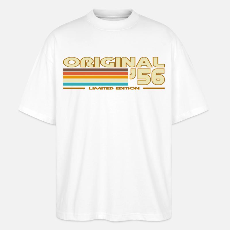 Original 56 Rayures rétro - T-shirt bio Blaster 2.0 coupe oversize Stanley/Stella Unisexe - blanc