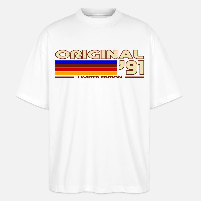 Retro 1991 Rainbow - Stanley/Stella Oversized Unisex Bio T-Shirt Blaster 2.0 - Weiß