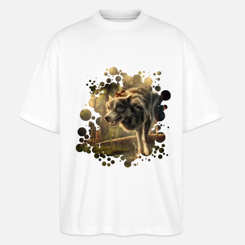 Freunde Wolf Eichhörnchen - Stanley/Stella Oversized Unisex Bio T-Shirt Blaster 2.0 - Weiß