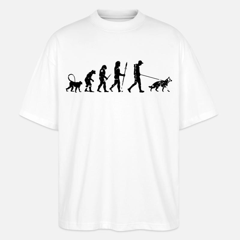 Deutscher Schäferhund Evolution - Stanley/Stella Oversized Unisex Bio T-Shirt Blaster 2.0 - Weiß