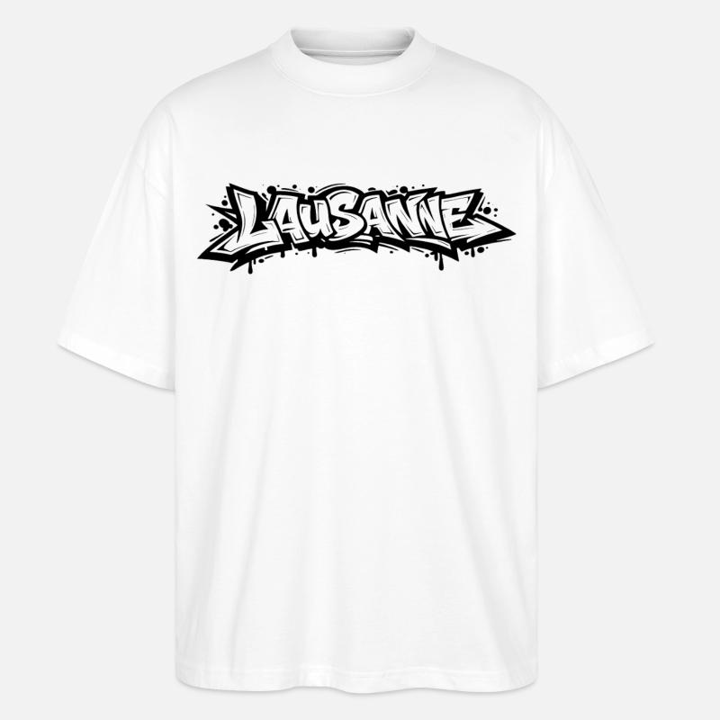 Lausanne Graffiti - Stanley/Stella Oversized Unisex Bio T-Shirt Blaster 2.0 - Weiß