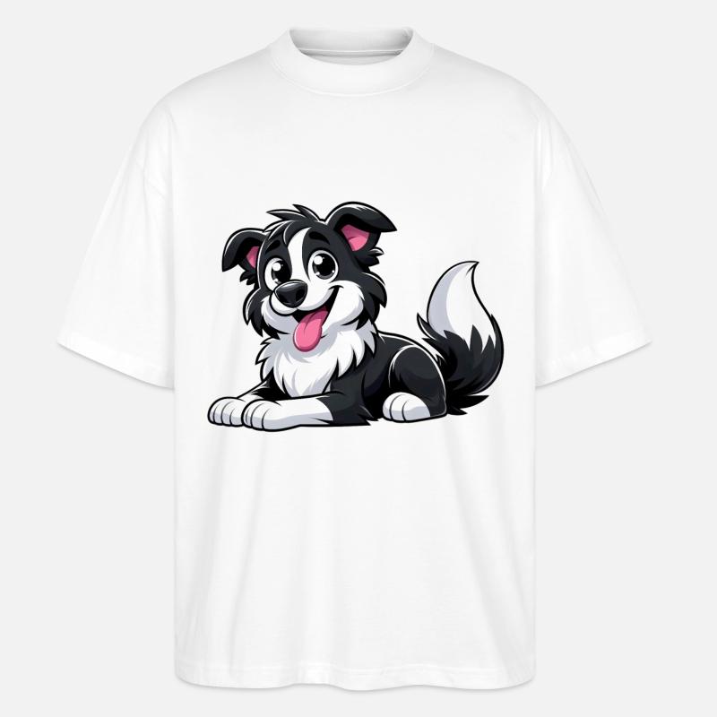 Border Collie 4 - Stanley/Stella Oversized Unisex Bio T-Shirt Blaster 2.0 - Weiß