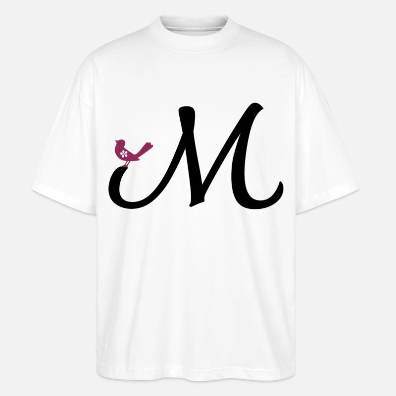 Buchstabe M mit Vogel - Stanley/Stella Oversized Unisex Bio T-Shirt Blaster 2.0 - Weiß