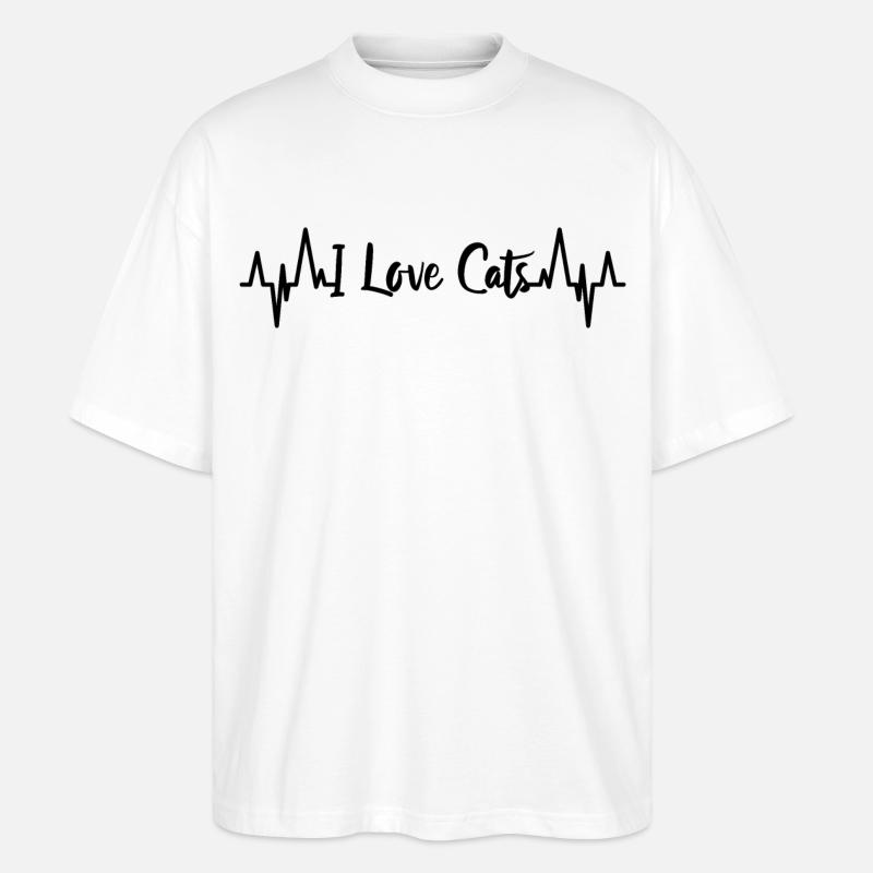 J’aime les chats, les palpitations cardiaques - T-shirt bio Blaster 2.0 coupe oversize Stanley/Stella Unisexe - blanc