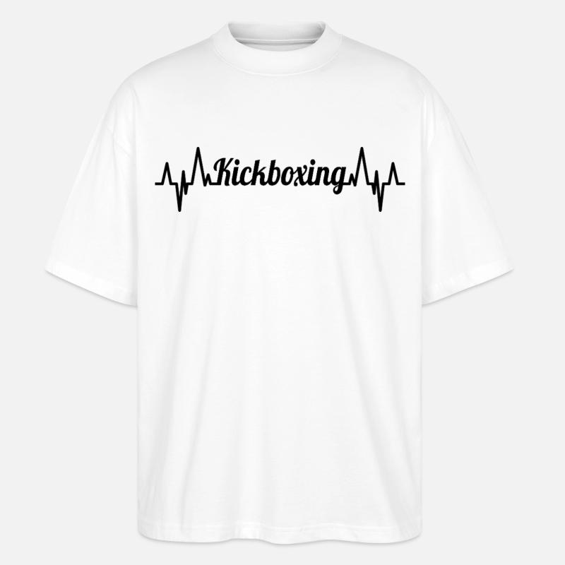 Kickboxen EKG Herzlinie - Stanley/Stella Oversized Unisex Bio T-Shirt Blaster 2.0 - Weiß