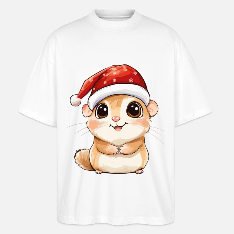 Hamster Noël mignon Noël mignon - T-shirt bio Blaster 2.0 coupe oversize Stanley/Stella Unisexe - blanc