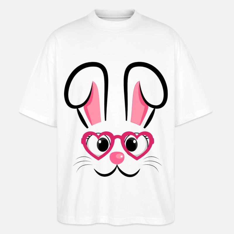 Hasengesicht mit Herzchenbrille - Stanley/Stella Oversized Unisex Bio T-Shirt Blaster 2.0 - Weiß