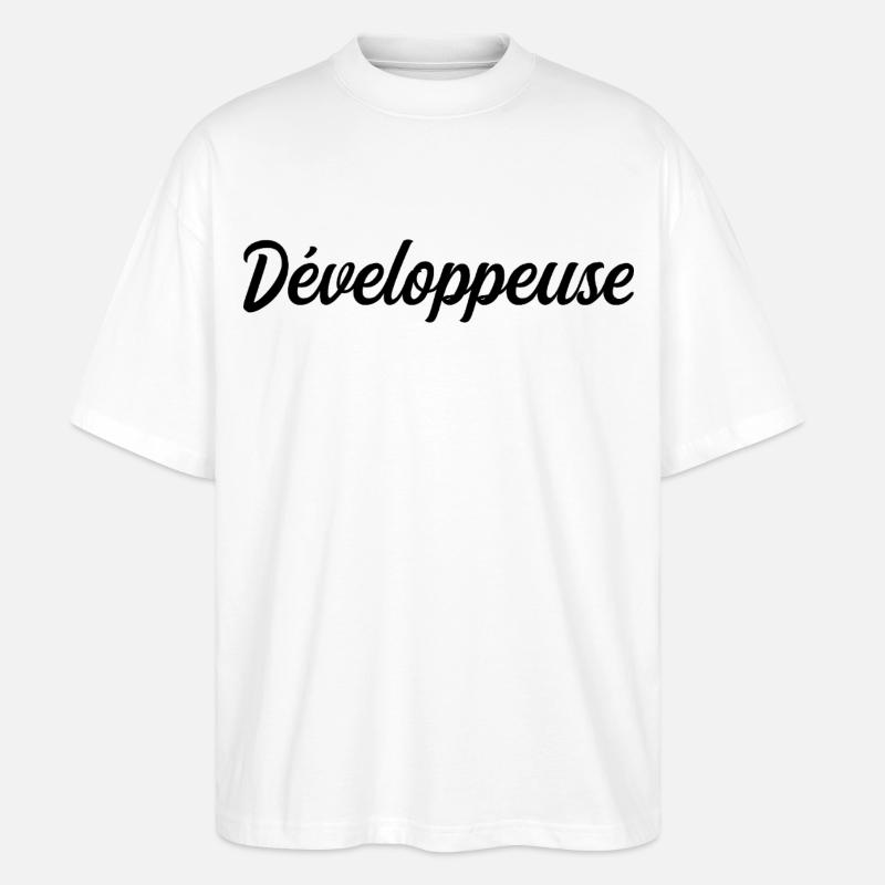 Développeuse Web Code Logiciel Application Tech - T-shirt bio Blaster 2.0 coupe oversize Stanley/Stella Unisexe - blanc