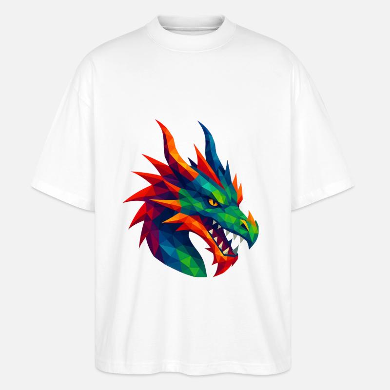 Animaux de style WPAP - Dragon - T-shirt bio Blaster 2.0 coupe oversize Stanley/Stella Unisexe - blanc