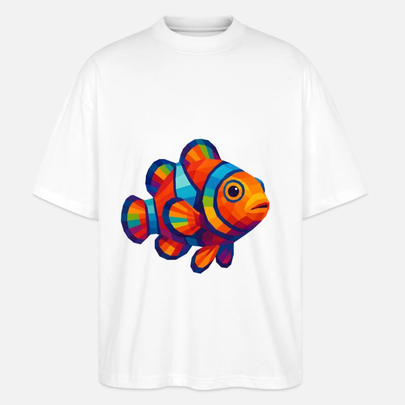WPAP Polygon Stil Tiere - Clownfisch - Stanley/Stella Oversized Unisex Bio T-Shirt Blaster 2.0 - Weiß