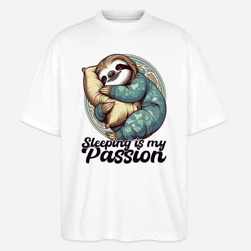 Sloth Sleeping Passion Gift - Stanley/Stella Oversized Unisex Organic T-shirt Blaster 2.0 - white