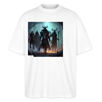 Mages & Sorcerers Friends - Stanley/Stella Oversized Unisex Organic T-shirt Blaster 2.0 - white - Front - Alina (178cm) & Michal (187cm)