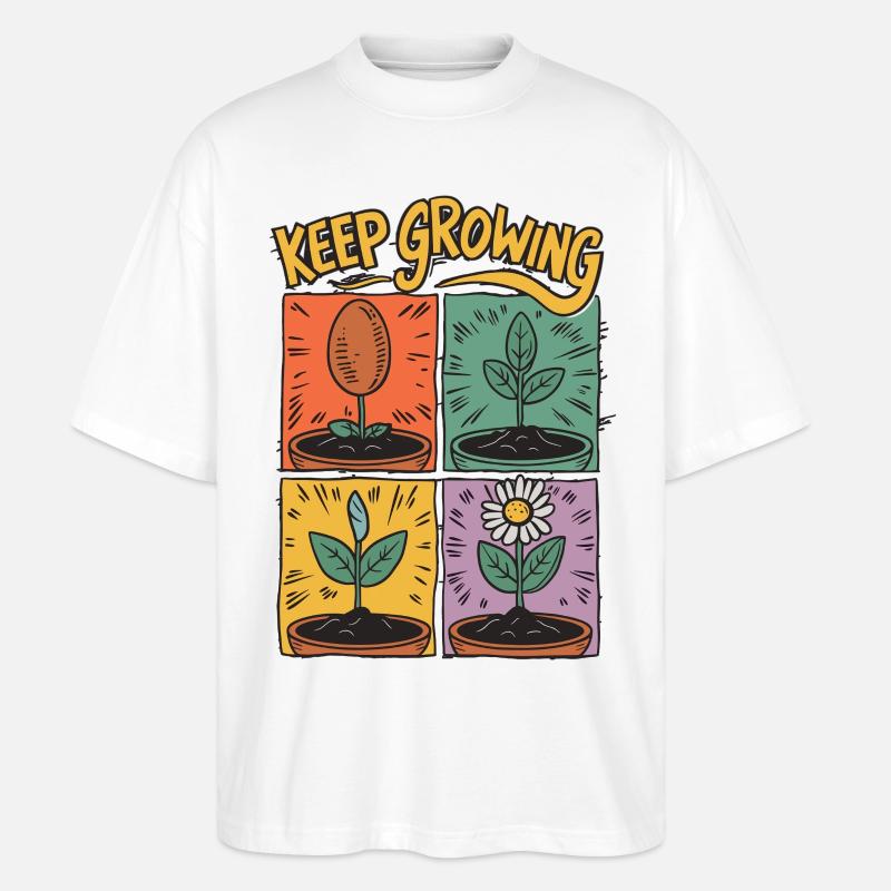Positive Entwicklung – Keep Growing - Stanley/Stella Oversized Unisex Bio T-Shirt Blaster 2.0 - Weiß