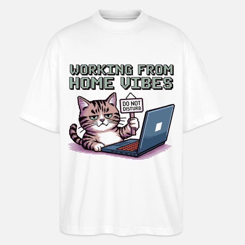 Homeoffice mit Stil und Katze - Stanley/Stella Oversized Unisex Bio T-Shirt Blaster 2.0 - Weiß