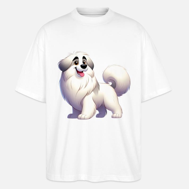 Pyrenäen-Schäferhund - Stanley/Stella Oversized Unisex Bio T-Shirt Blaster 2.0 - Weiß