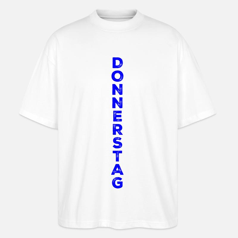 Donnerstag - blau - Stanley/Stella Oversized Unisex Bio T-Shirt Blaster 2.0 - Weiß