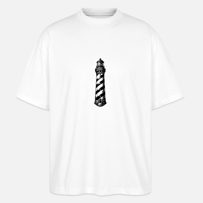Phare rayé sur la côte - T-shirt bio Blaster 2.0 coupe oversize Stanley/Stella Unisexe - blanc
