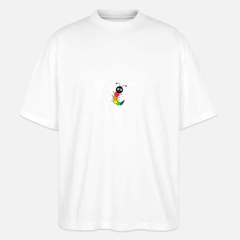 Regenbogen Raupe - Stanley/Stella Oversized Unisex Bio T-Shirt Blaster 2.0 - Weiß