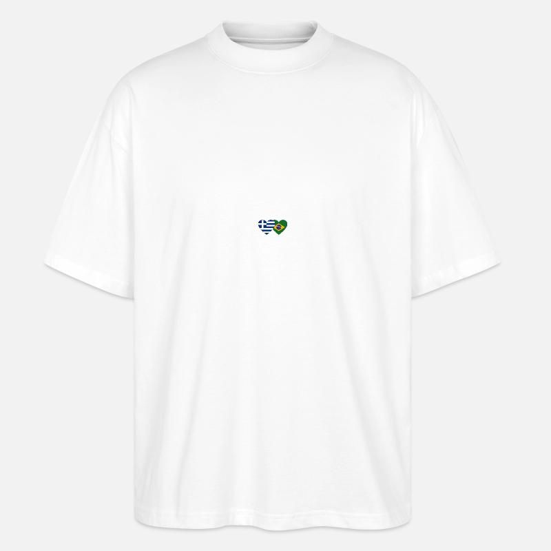 Grèce Brésil Flag Coeur - T-shirt bio Blaster 2.0 coupe oversize Stanley/Stella Unisexe - blanc