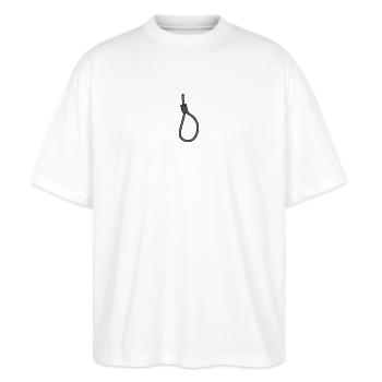 Henkersknoten - Stanley/Stella Oversized Unisex Bio T-Shirt Blaster 2.0 - Weiß - Vorne - Alina (178cm) & Michal (187cm)