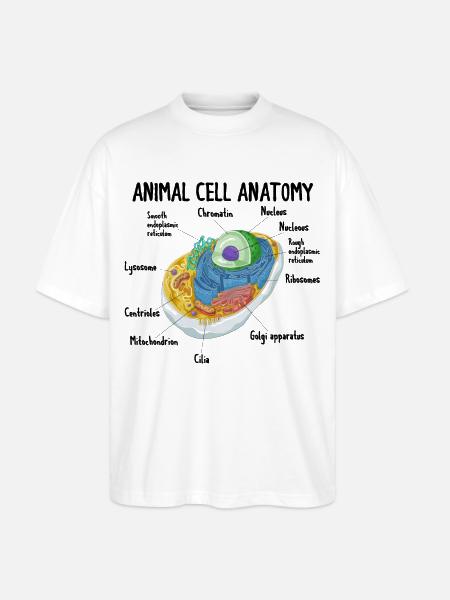 Anatomi af Animal Cell Biology Biolog Science - Stanley/Stella Oversize Unisex Øko T-shirt Blaster 2.0 - hvid