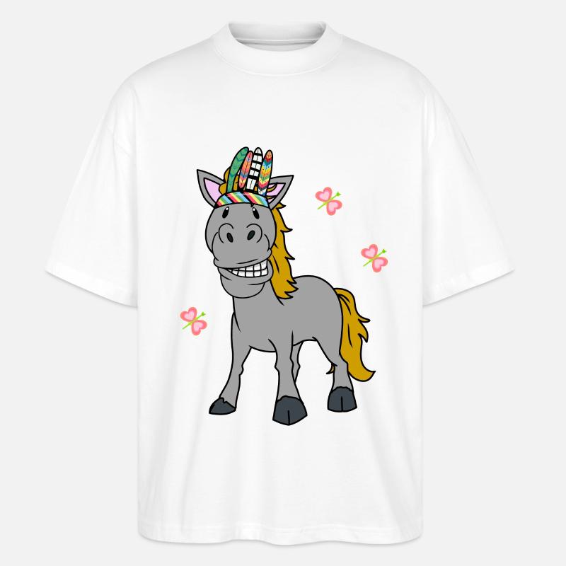 Chaman Cheval Poney Chaman Printemps - T-shirt bio Blaster 2.0 coupe oversize Stanley/Stella Unisexe - blanc