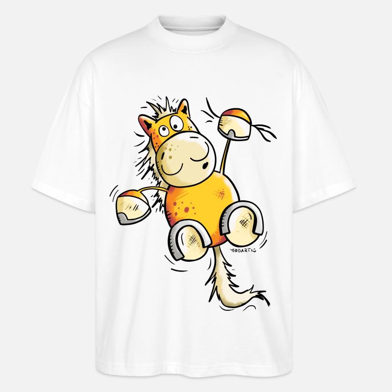 Fuchs Pferd hängt ab - Stanley/Stella Oversized Unisex Bio T-Shirt Blaster 2.0 - Weiß