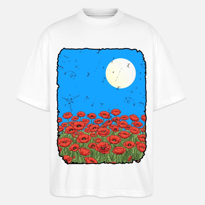 Mohnblumen - Stanley/Stella Oversized Unisex Bio T-Shirt Blaster 2.0 - Weiß