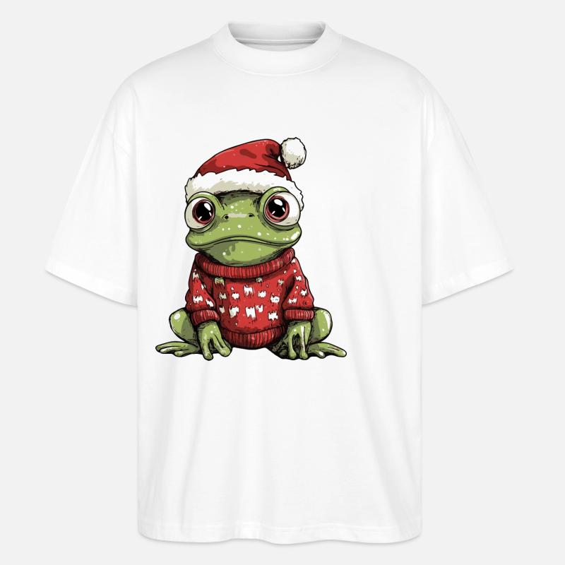 Grenouille Noël Bande dessinée - T-shirt bio Blaster 2.0 coupe oversize Stanley/Stella Unisexe - blanc