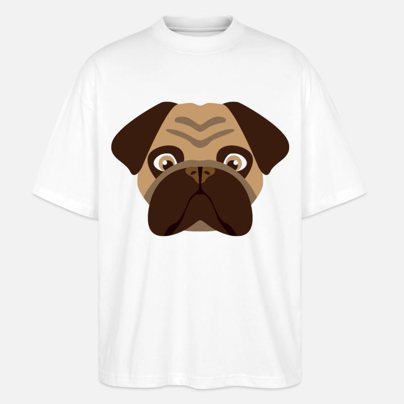 Hund Mops - Stanley/Stella Oversized Unisex Bio T-Shirt Blaster 2.0 - Weiß